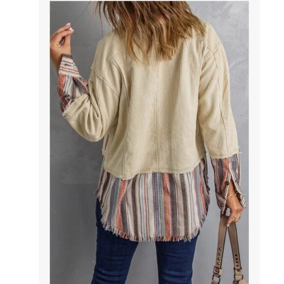 Gimmicks by BKE Cream Utility Jacket with Relaxed Fit Size Medium Southwestern - Picture 2 of 11